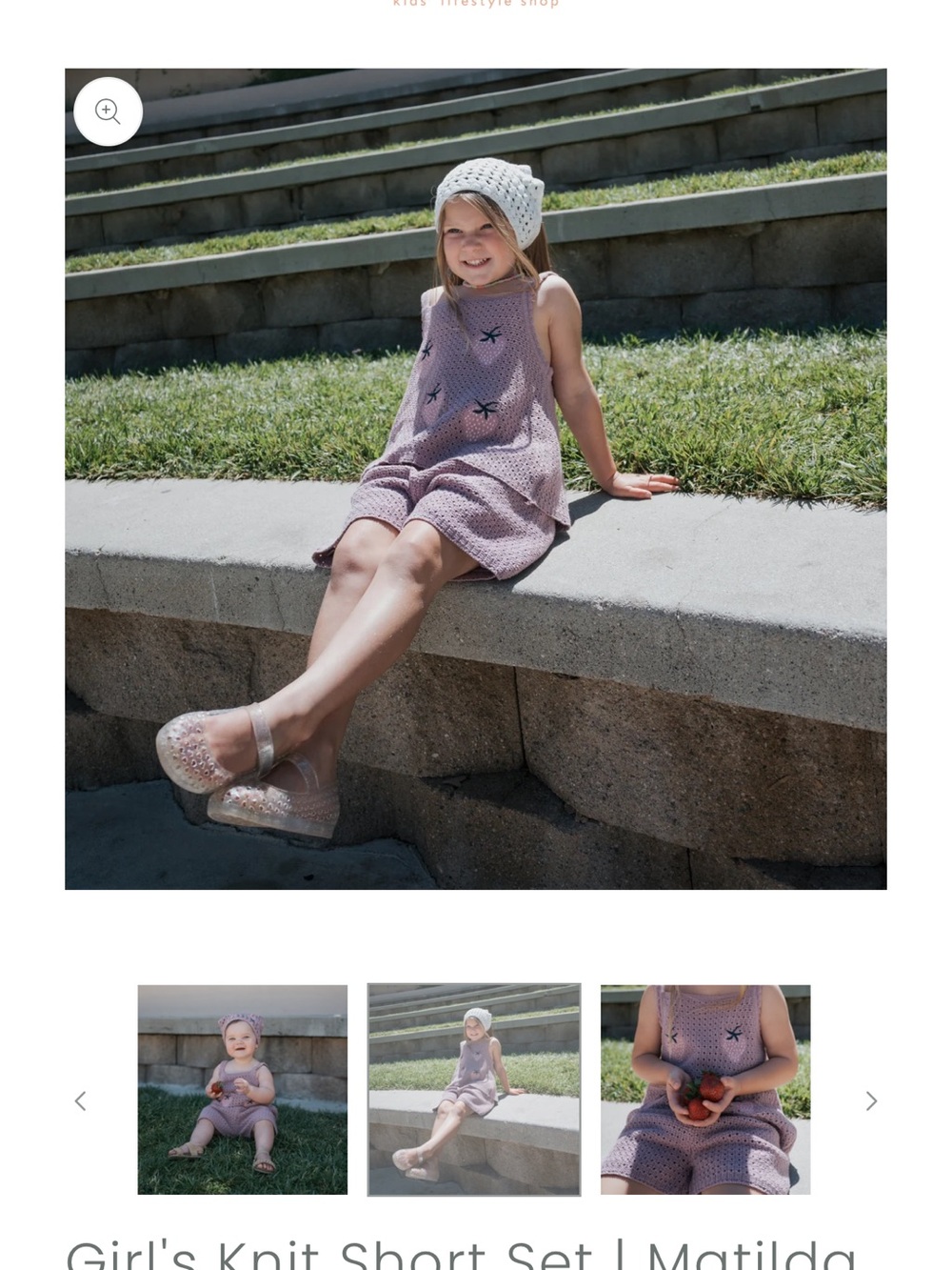Lilac Crochet Strawberry Tank & Shorts Set for Kids